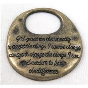 alloy pendant, bronze, approx 40mm dia