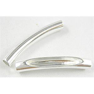 Silver Plated Light Curving Bracelet, necklace spacer Tube, 5mm dia, 30mm length