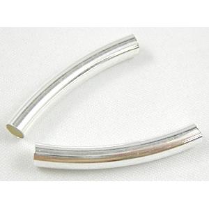 Silver Plated Light Curving Bracelet, necklace spacer Tube, 5mm dia, 30mm length