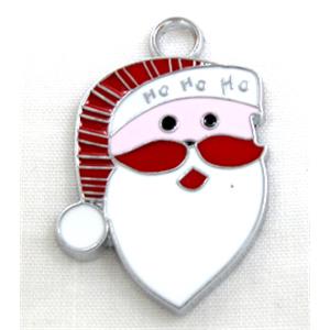 Santa claus pendant, Enamel, alloy, platinum plated, 20x30mm