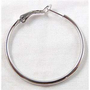 leaverback Earring Hoop, platinum plated, approx 35mm dia