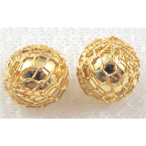 gold plated Round CCB Beads with copper wire wrapped, 15mm dia