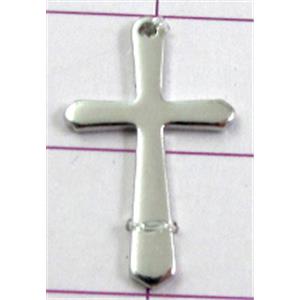 cross Pendants, copper, platinum plated, nickel free, 12x20mm