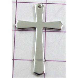 Cross Pendants, copper, platinum plated, nickel free, 16x25mm