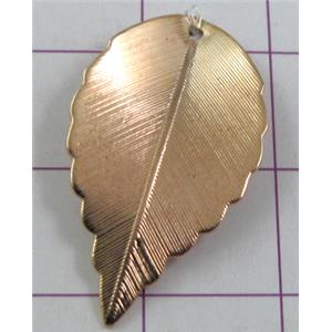 leaf Pendants, copper, gold plated, nickel free, 15x25mm