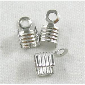 Crimp Cord Ends, Copper, Platinum Plated, 4x4mm