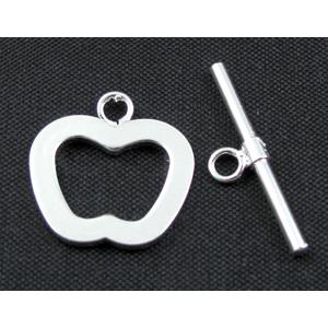 Silver Plated Copper Jewelry Toggle Clasp, Lead Free, Nickel Free, 17mm dia, stick:22mm length