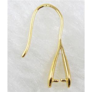 Gold Plated Copper earring Hook and Pinch Bail, Nickel Free, 20mm length, 6mm wide