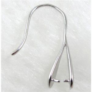 Platinum Plated Copper Earring Hook and Pinch Bail, Nickel Free, 20mm length, 6mm wide