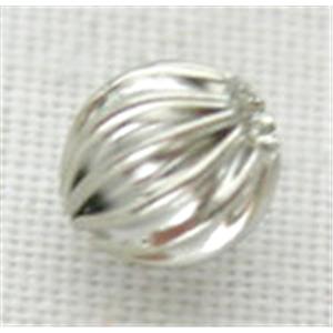 round corrugated beads, copper, platinum plated, 6mm dia