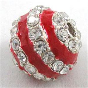 enamel alloy bead, rhinestone, 12mm dia, 2.5mm hole