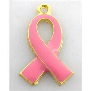 cancer awareness ribbon, enamel alloy pendant, 15x25mm