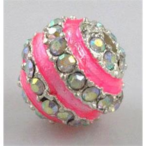 enamel alloy beads, rhinestone, 12mm dia, 2.5mm hole