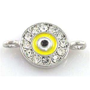 evil eye bracelet-bar, enamel alloy with Rhinestone, platinum plated, approx 12mm dia