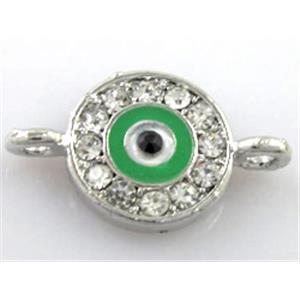 evil eye bracelet-bar, enamel alloy with Rhinestone, platinum plated, approx 12mm dia