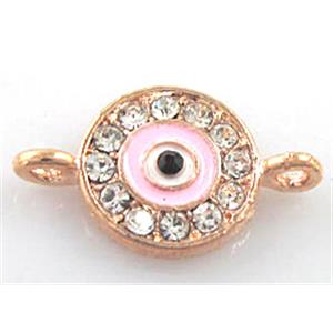 evil eye bracelet-bar, enamel alloy with Rhinestone, platinum plated, approx 12mm dia