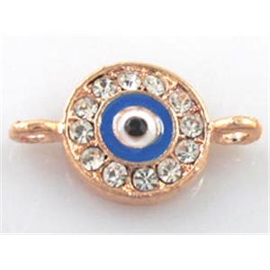 evil eye bracelet-bar, enamel alloy with Rhinestone, red copper, approx 12mm dia