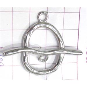 Copper toggle clasps, 24x35mm, stick: 44mm length, color code: F platinum