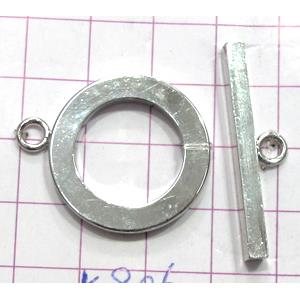 Copper toggle clasps, 25mm dia, stick: 35mm length, color code: F platinum