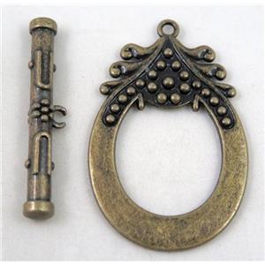 alloy toggle clasps, bronze, approx 40x60mm, stick: 7x50mm