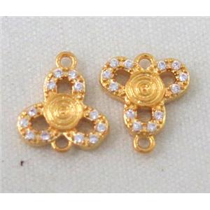 zircon, copper connector, gold plated, approx 6-10mm