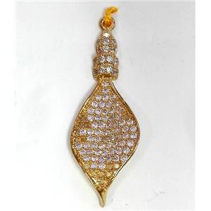 zircon, copper pendant, gold plated, approx 12-25mm