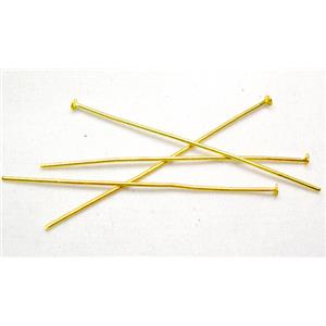 Tack HeadPin, iron, gold plated, 4cm length