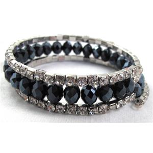 Chinese Crystal Bracelets with Rhinestone, 16mm wide, 60mm dia