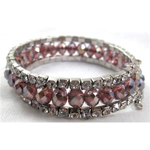 amethy Chinese Crystal Bracelets with Rhinestone, 16mm wide, 60mm dia