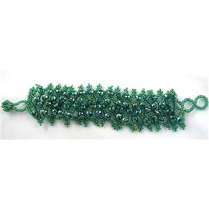 Chinese Crystal glass Bracelet, seed glass bead, approx 35mm wide, 7.5 inch(19cm) length