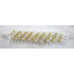 Chinese Crystal glass Bracelet, seed glass bead, approx 35mm wide, 7.5 inch(19cm) length