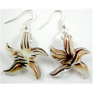 Star Lampwork Fashion Earring, 25mm dia, 45mm length