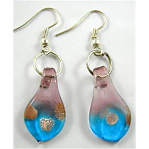 Lampwork Fashion Earring, 13x25mm, 45mm length