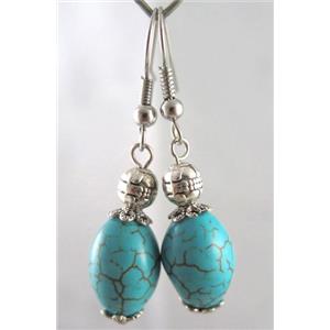 handmade earring with turquoise, copper, alloy bead, approx 30-60mm length