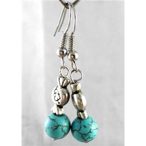 handmade earring with turquoise, copper, alloy bead, approx 30-60mm length