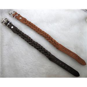 mixed Genuine Leather Bracelet, 15mm wide, 10 inch length