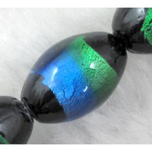 Rice dichromatic Foil Glass Lampwork Bead, 12x16mm, 25pcs per st