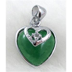 Fashion copper pendants with jade, 13mm