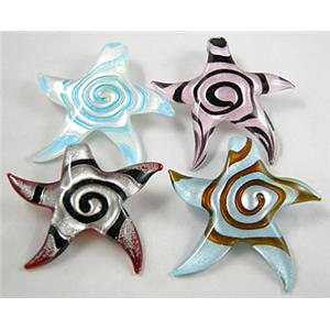 Mix Handmade Foil Glass Swirl starfish pendant, 60mm diameter