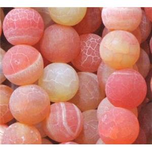 round frosted orange crackle agate beads, 8mm dia, approx 48pcs per st