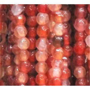 agate beads, faceted round, red, 4mm dia, approx 98pcs per st