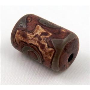 natural tibetan Dzi beads, tube, approx 14x30mm