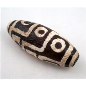 natural tibetan Dzi beads, barrel, approx 25x55mm