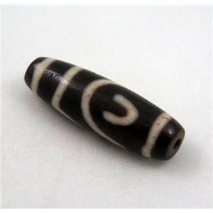 natural tibetan Dzi beads, barrel, black, approx 16x35mm