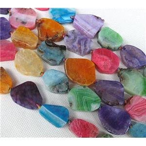 Agate Slice beads, flat freeform, mixed color, approx 15-25mm