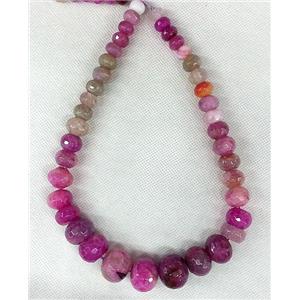 hotpink Agate rondelle beads Necklace Chain, approx 12-20mm