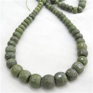 green Agate rondelle beads Necklace Chain, approx 12-20mm