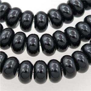 black onyx agate bead, rondelle, approx 6x10mm