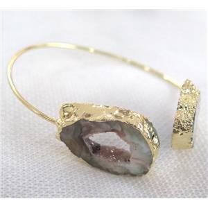 druzy agate bangle, copper, gold plated, approx 60mm dia