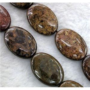 flat-oval Bronzite Beads, approx 13x18mm